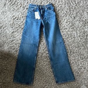 ZARA wide leg high rise full length jeans